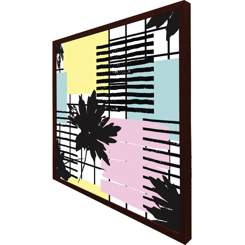 Acelino Geometric Shape & Leaf Print 1 Piece Single Picture Frame Wall Art, 41cm H x 41cm W x 4cm D, Brown Framed