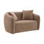 Canapé deux places en chenille marron avec 2 coussins décoratifs assortis