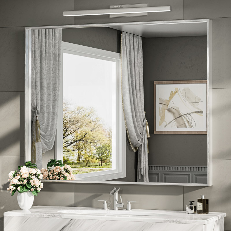 Miroir de vanité Stemn encadré / Miroir d'appoint, Silver, 42" x 36"