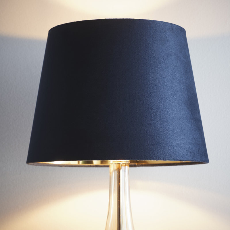 Velvet Empire Lamp Shade ( Uno ), 22cm H x 30cm W x 30cm D, Navy