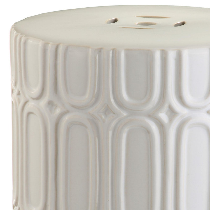Tabouret de jardin en céramique Morgane, Crème