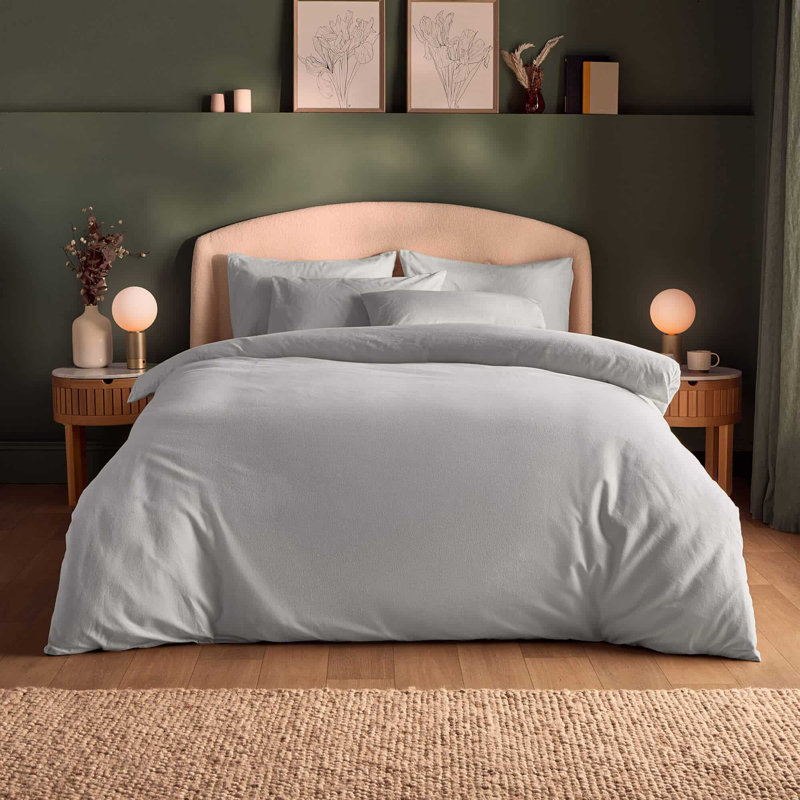 Silentnight Brushed Cotton Duvet Set, Silver, Single Duvet Cover Set + 1 Standard Pillowcase