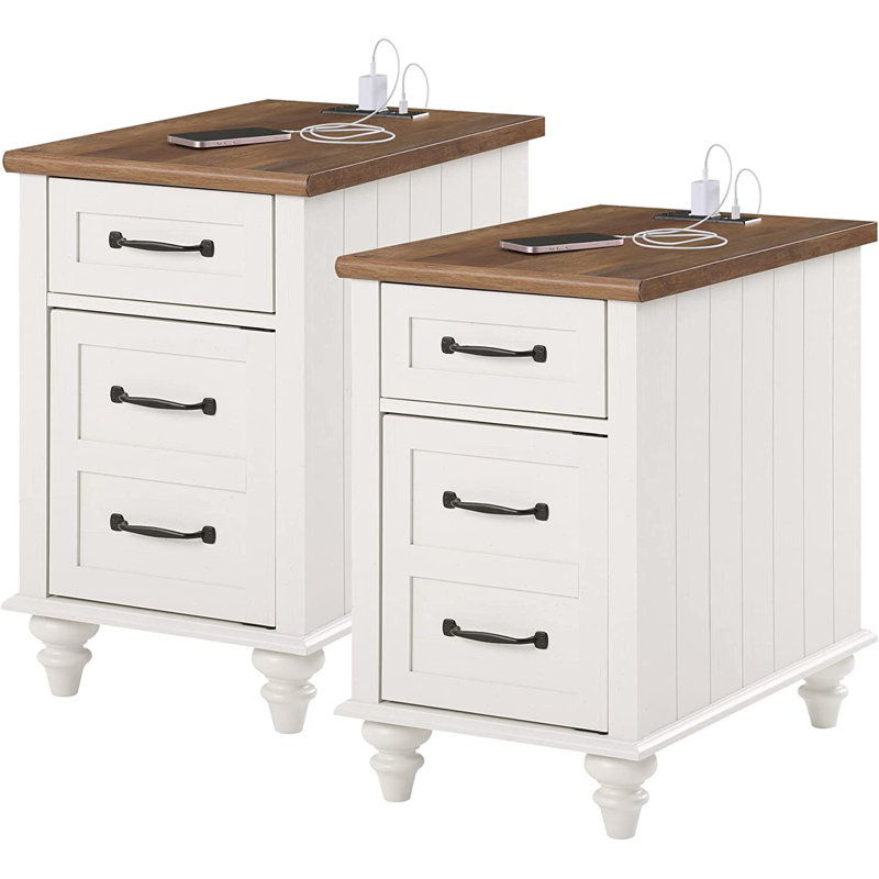 Scarlett 25'' Tall 1 - Drawer Nightstand, White/Brown