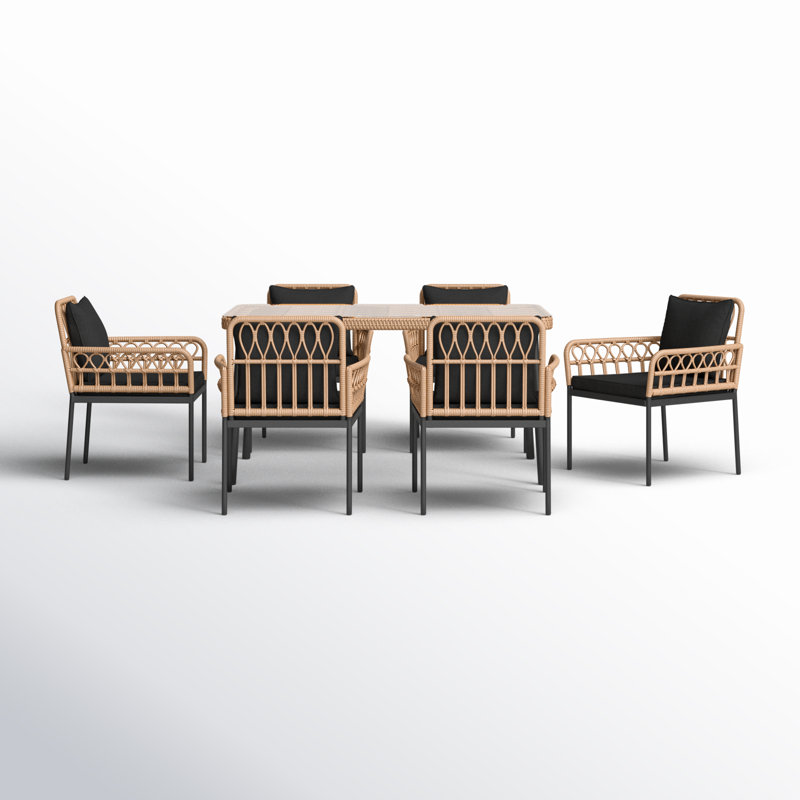 Becton Rectangular 6 - Person Dining Set with Cushions