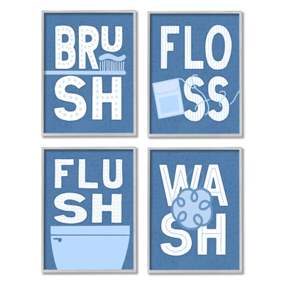 " Fun Flush And Floss Bathroom Hygiene Chores Dynamic Text " by Raye Allison Creations 4 - Pieces