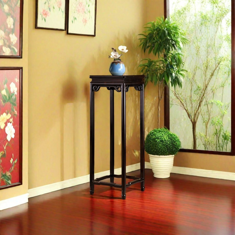 Solid Wood Plant Stand with Exquisite Craftsmanshi, Black, 41.33" H x 13.38" L x 13.38" D