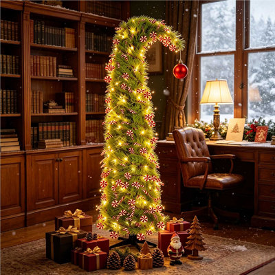Arbre de Noël artificiel avec guirlandes de lumières DEL, arbre de Noël illuminé de 5 pi, 3 piles AA à piles (pile non incluse), plusieurs styles au choix, décoration du Nouvel An et des Fêtes, cadeau idéal pour la famille et les amis **