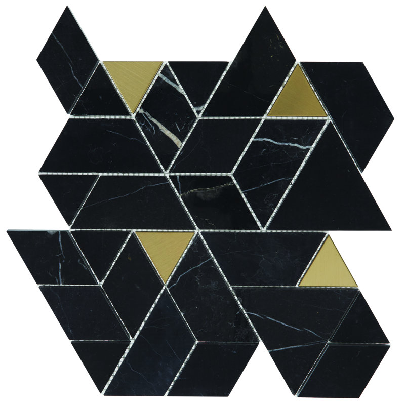 Carreau de mosaïque murale en pierre naturelle 14 po x 14 po Pietra Divina, Namaste doré