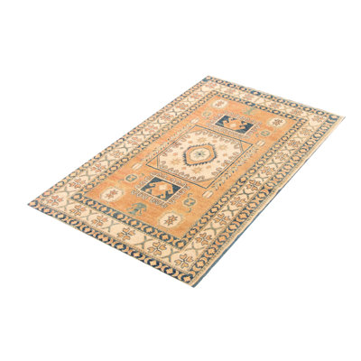 Tapis unique en cuivre noué à la main Ghazni 3 pi 7 po x 5 pi 10 po