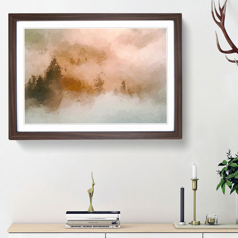 Misty Forest - Picture Frame Graphic Art Print, Walnut Framed, 62cm H x 87cm W x 2cm D