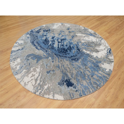 Willowick One-of-a-Kind 7'9" X 7'9" New Age Round Silk Area Rug Blue