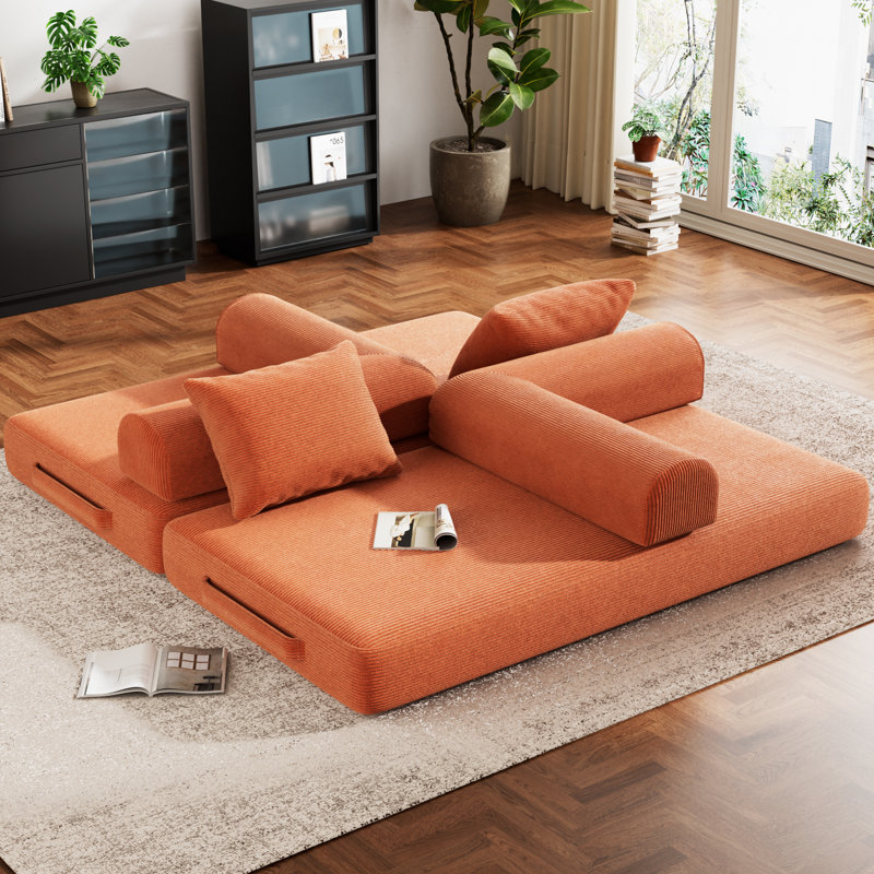 Canapé-lit modulaire modulaire avec aménagement personnalisable, Orange