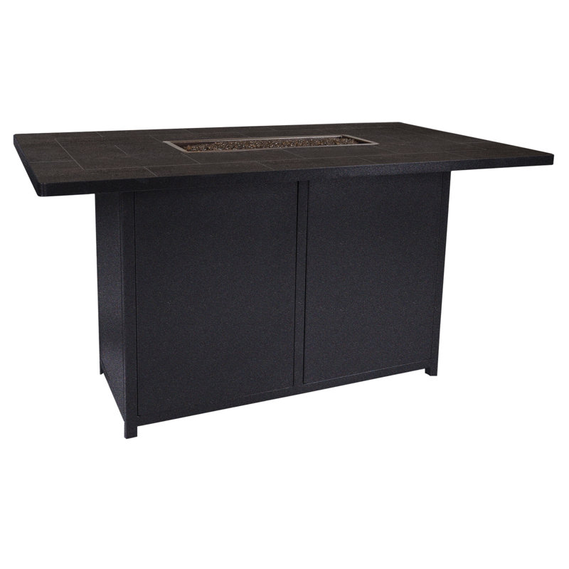 Elba Rectangle Aluminum Propane and Natural Gas Fire Pit Table, Graphite, 38" H x 72" W x 42" D, Urban Shift