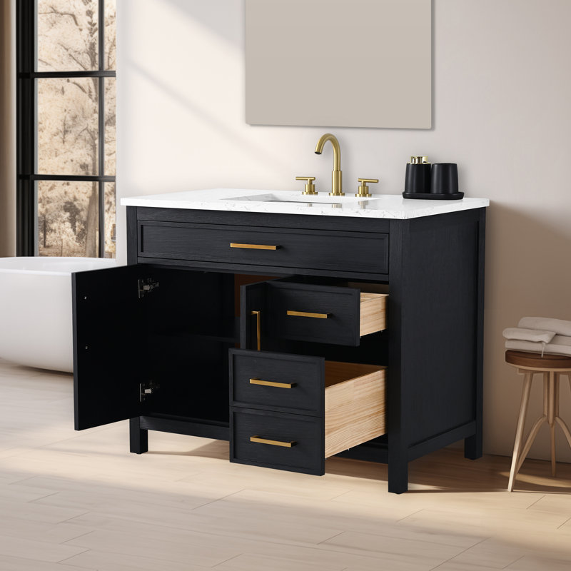 Meuble-lavabo simple 42 po Reajean, Ébène