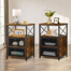 Kempst Nightstand Set 2, Small Bedside Table with Drawers, Narrow Side End Table with Open Shelf, 2 Drawer Dresser for Bedroom/Living Room/Dorms