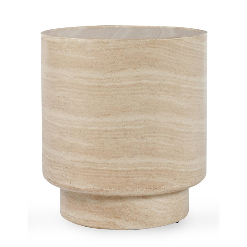 Mckenna Outdoor Concrete 24" Round End Table Travertine
