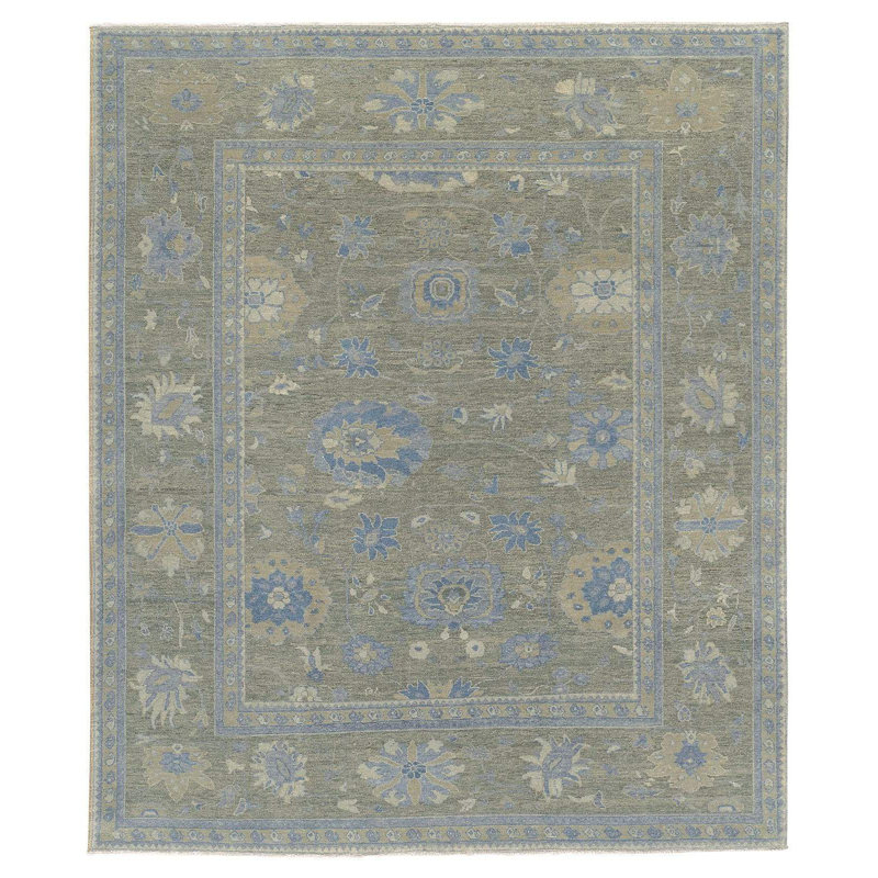 Firjustan Wool Floral Area Rug, Rectangle 12' x 16'