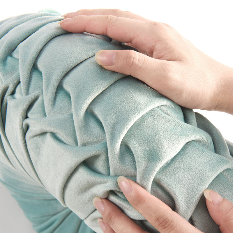Velvet Round Throw Pillow, Aqua