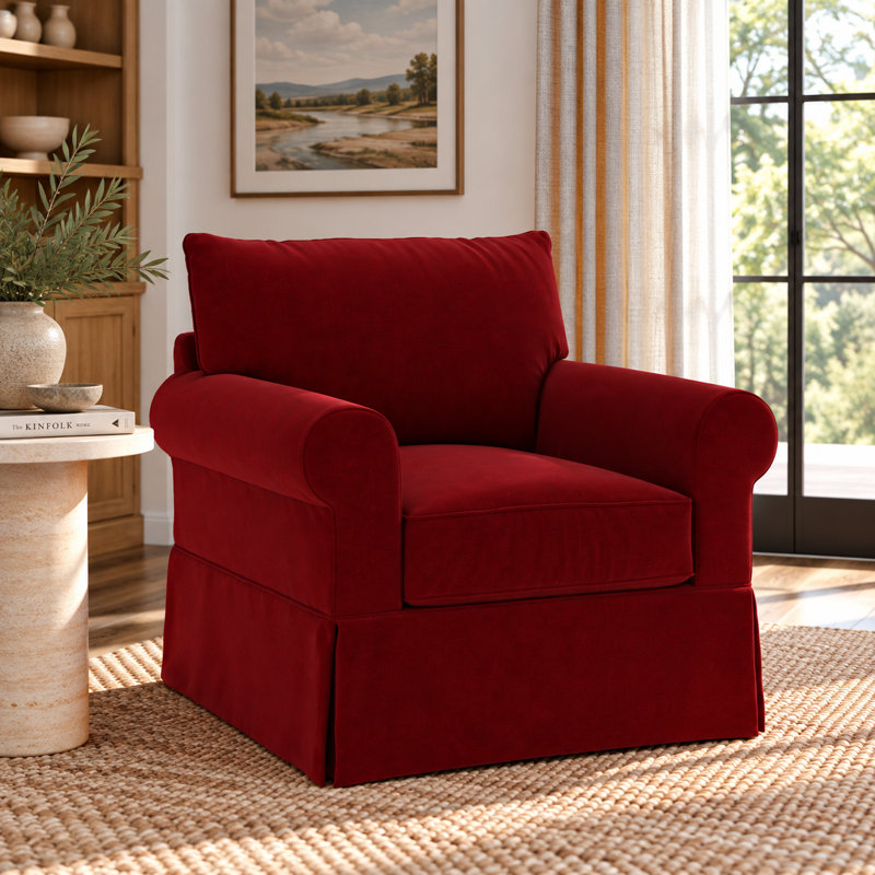 Fauteuil Amari, Bella en velours performance rubis