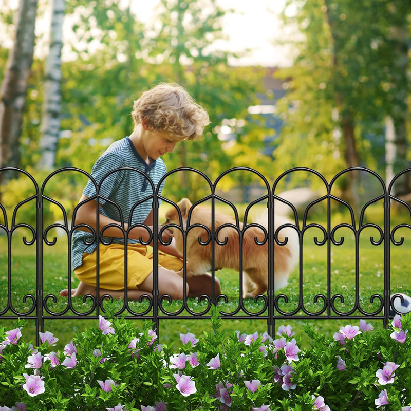 Black Iron 18in x 7.5ft Decorative Garden Fence Panels