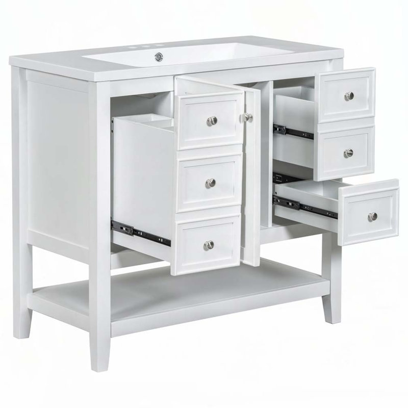 Meuble-lavabo 36 po avec lavabo en céramique, Blanc