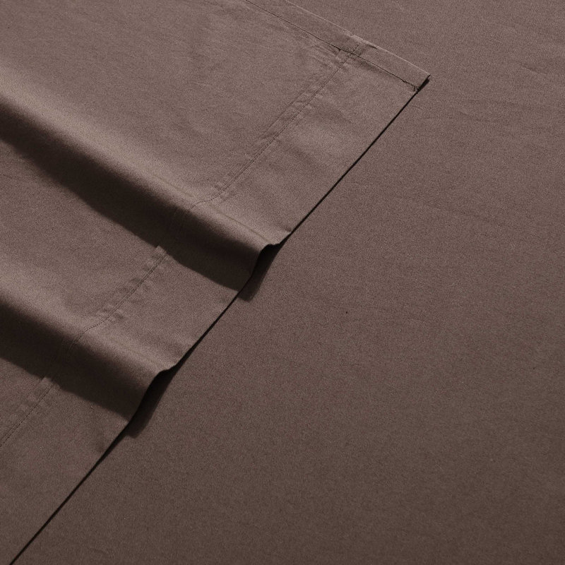 Calvin Klein Washed Cotton Percale Sheet Set, Twin Sheet Set with 1 Pillowcase, Earth Brown