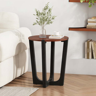 ACACIA SOLID WOOD SIDE TABLE,BROWN & BLACK COLOR
