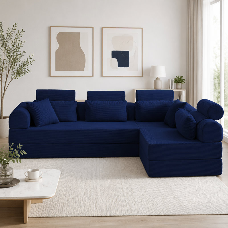 L shape Modular Sectional Sofa, Blue