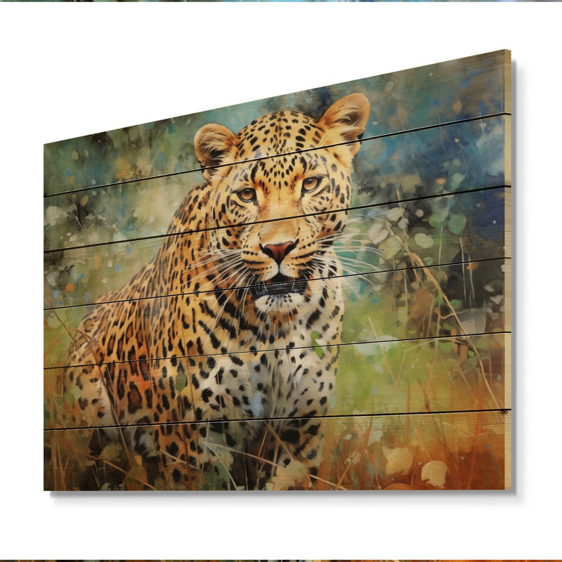 Leopard Grace IV sur bois, H 30 po x l 40 po x P 0,78 po