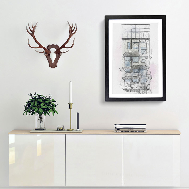 Sketching the Architecture Vol.56 - Picture Frame Drawing Print, 36cm H x 27cm W x 2cm D, Black Framed