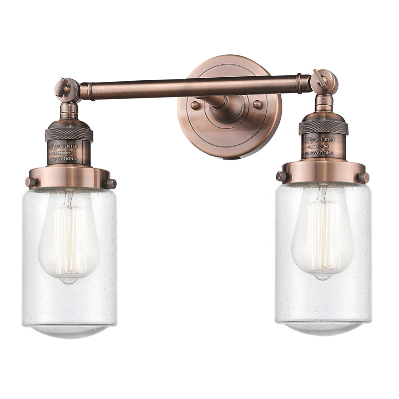 Éclairage pour salle de bain 2 lumières Saroyan, Grainé, Cuivre antique, Ampoule DEL rétro de 3,5 watts