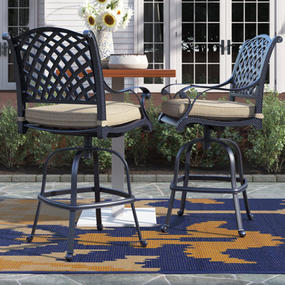 Akasim Patio Bar Stool with Cushion by Lark Manor