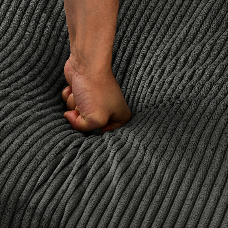 Velours côtelé gris avec rangement, siège spacieux et profond pour la vie confortable et porte-gobelets, Grey