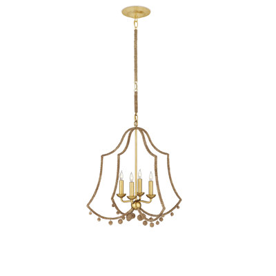 Nimes 4 - Light Lampakanay Rope/Wrought Iron Chandelier by Suzanne Duin
