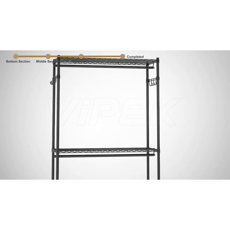 Heavy Duty White Rolling Garment Rack with Grey Cover