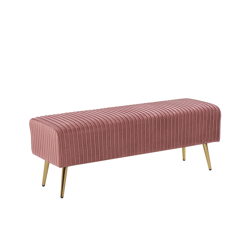Bodner Velvet Upholstered Bench, Pink