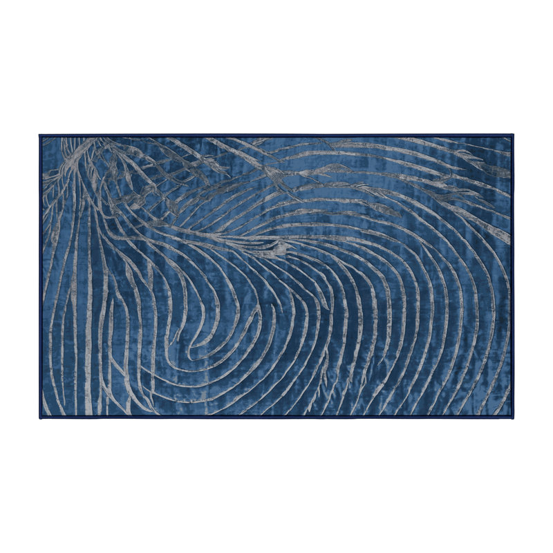 Machine Washable Blue Area Rug, Rectangle 2' x 3'
