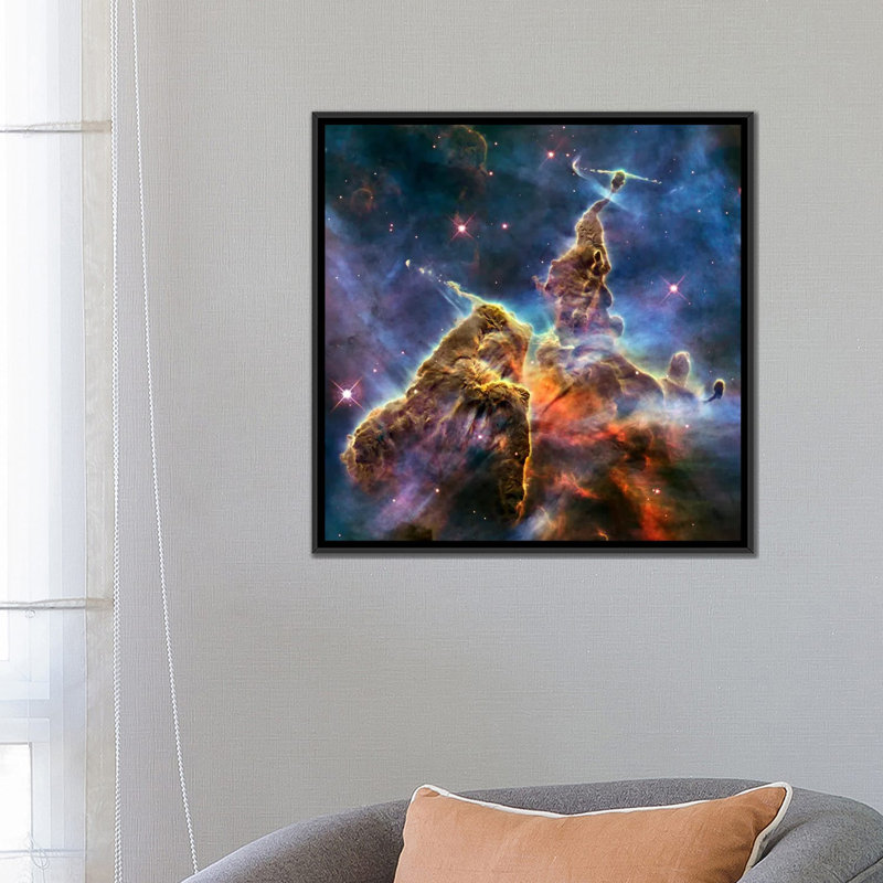 «Astronomie et espace», impression sur toile, Toile avec cadre noir, Pas de tapis, H 18 po x l 18 po x P 1,5 po