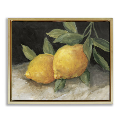 Pair Of Lemons Still Life Framed Floater Canvas Wall Art By Carol Robinson