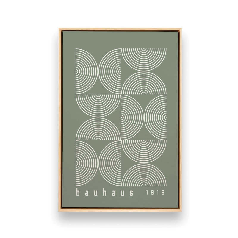 Affiche de composition Bauhaus, H 48,75 po x l 32,75 po, Vert, Cadre américain en érable flottant