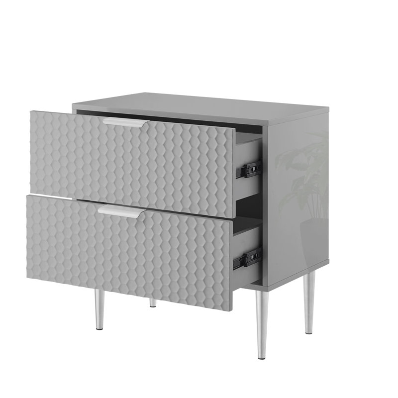 Table de chevet 2 tiroirs Needville, Gris