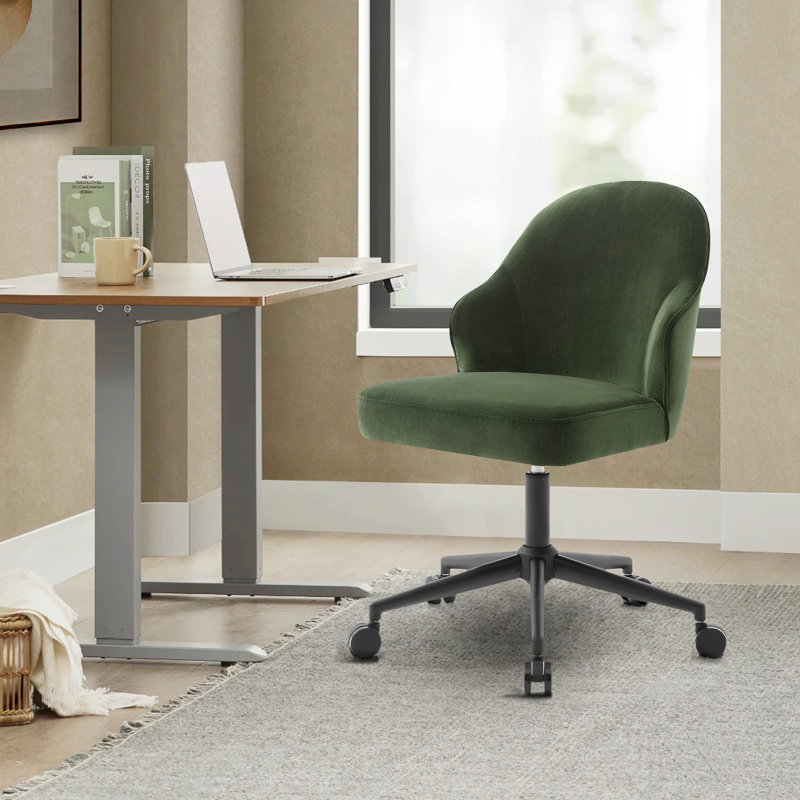 Chaise de bureau Miller, Velours vert militaire Falkirk
