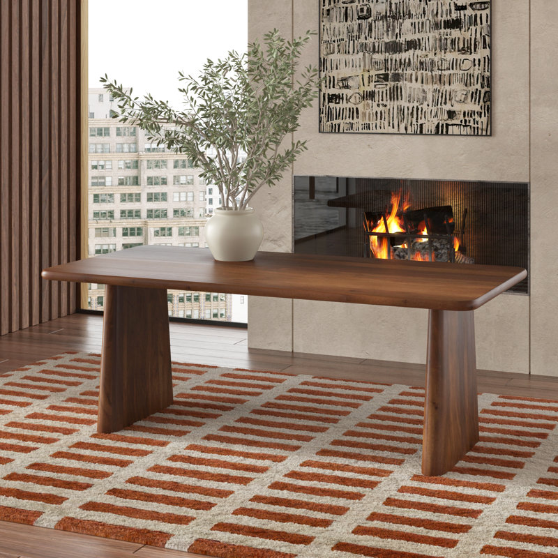 Acacia Solid Wood Dining Table, Walnut