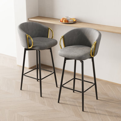 2 chaises de salle à manger pivotantes à 360 °, gris velours, rembourrage doux et fabrication stable. Gris + noir, 16,52 lb, 19,49 po de profondeur, 18,55 po de largeur, 37,78 po de hauteur
