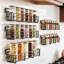 Rangement mural à épices mural, ensemble de 6 tablettes peu encombrantes pour bocaux à épices et assaisonnements, armoire de cuisine réglable ou porte de garde-manger avec vis et options d'installation adhésives