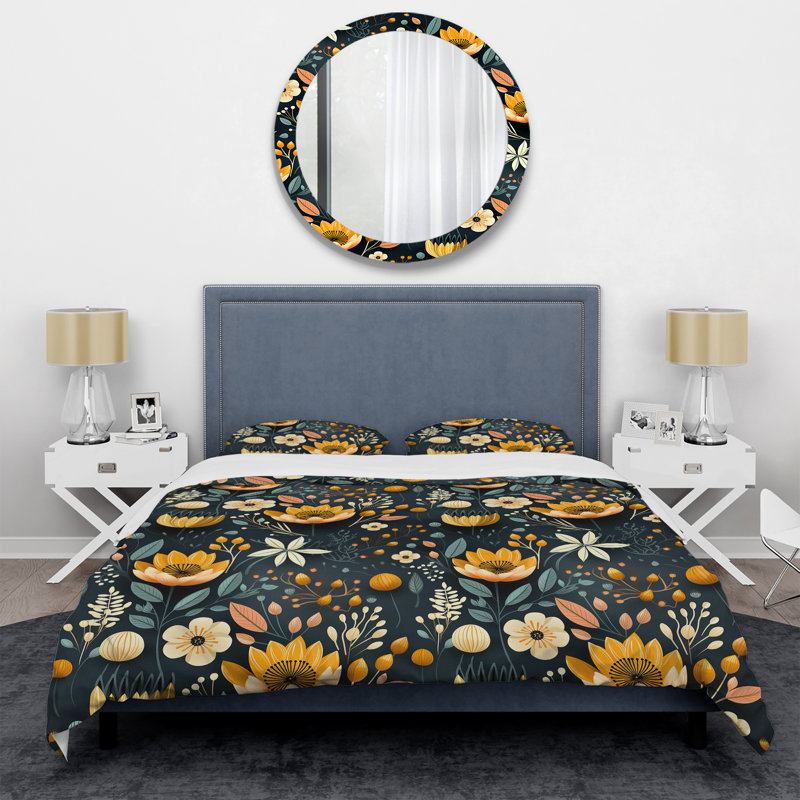 Mod Botanical Delight I - Ensemble de housse de couette Mid-Century - Microfibre de polyester