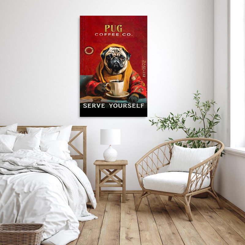 " Pug Coffee Co ", 36" H x 24" W x 1.25" D