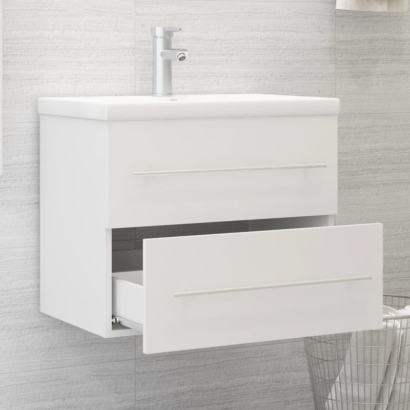 Kyre 610mm Single Bathroom Vanity with Drop In Ceramic Basin, White