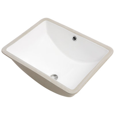 18.5X14 Inch White Ceramic Undermount Sink With Overflow - Modern, Stain For Office Building And Home 18.5"X14" Rectangular Undermount, Stylish,