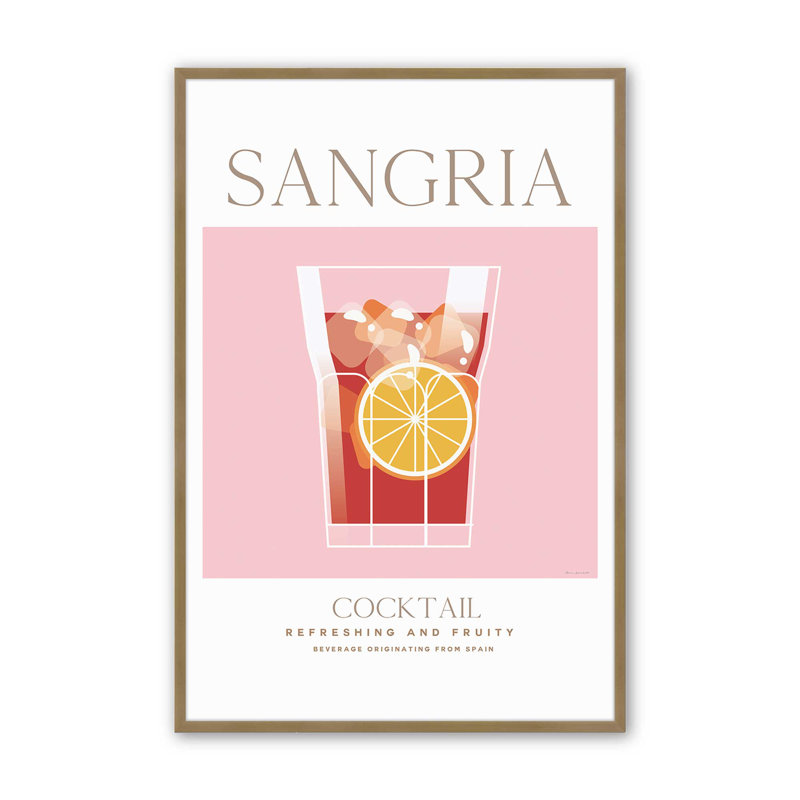 Sangria Cocktail, reproduction d'affiche, H 25,25 po x l 19,25 po, Or brossé